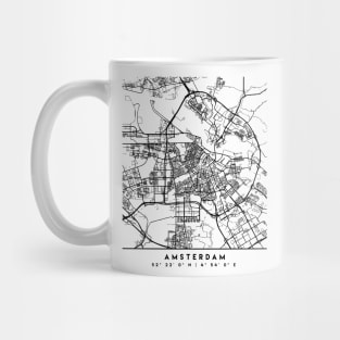 AMSTERDAM NETHERLANDS BLACK CITY STREET MAP ART Mug